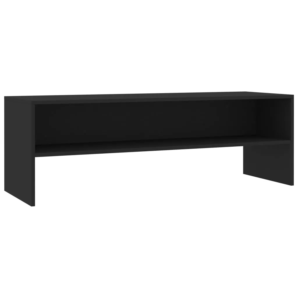 Meuble TV vidaXL 120 cm avec rangements multimédias en bois noir mat