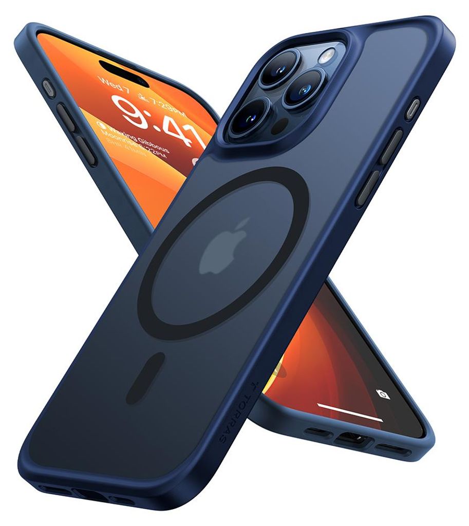 TORRAS Hülle für Apple iPhone 15 Pro Smartphone - Blau - Verschleißfest, Reißfest, Stoßdämpfend, Sturzsicher, Stoßfest, Kratzfest, Staubfest...