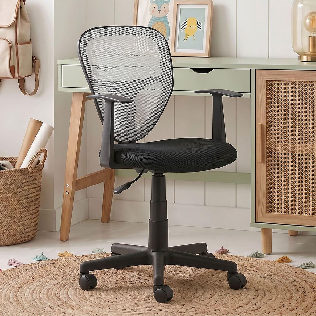 Schreibtischstuhl Kinder STUDIO ergonomisch, Schwarz/Weiß- Produktbild 