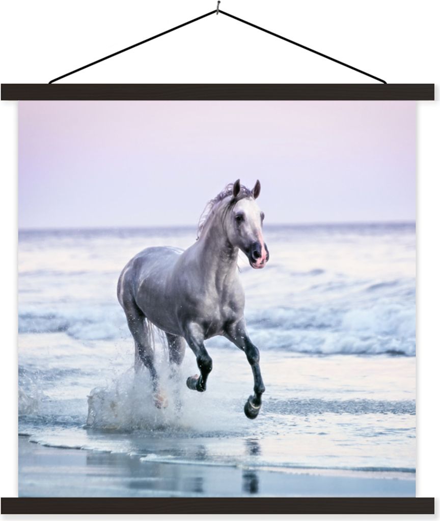MuchoWow Textilposter Pferde - Luft - Meer 90x90 cm mit schwarzem Rahmen - Magnetisches