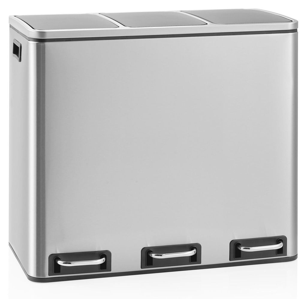 hjh OFFICE Mülleimer 54 Liter Clean 9 Abfalleimer Mülltrenner rechteckig für Küche, Büro mit Step-On 56.0 x 61.0 x 31.5 cm