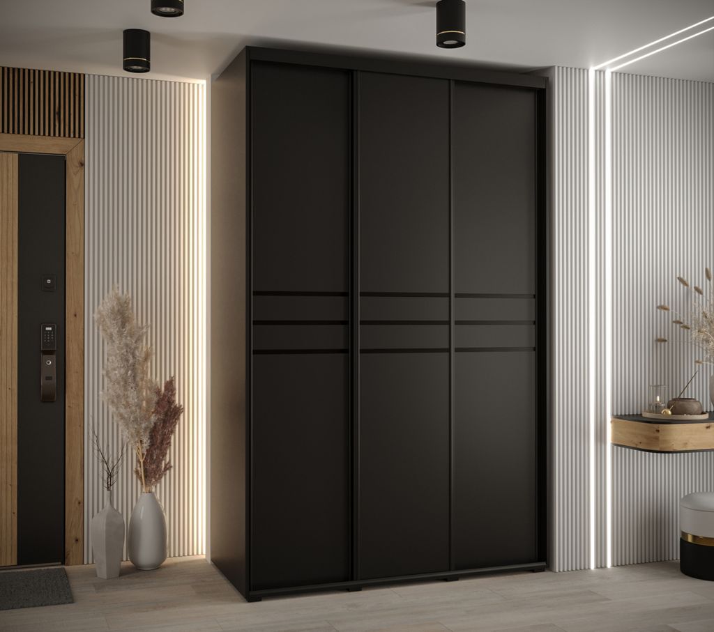 Kleiderschrank YVONA 10 - 150/60 cm, schwarz / schwarz