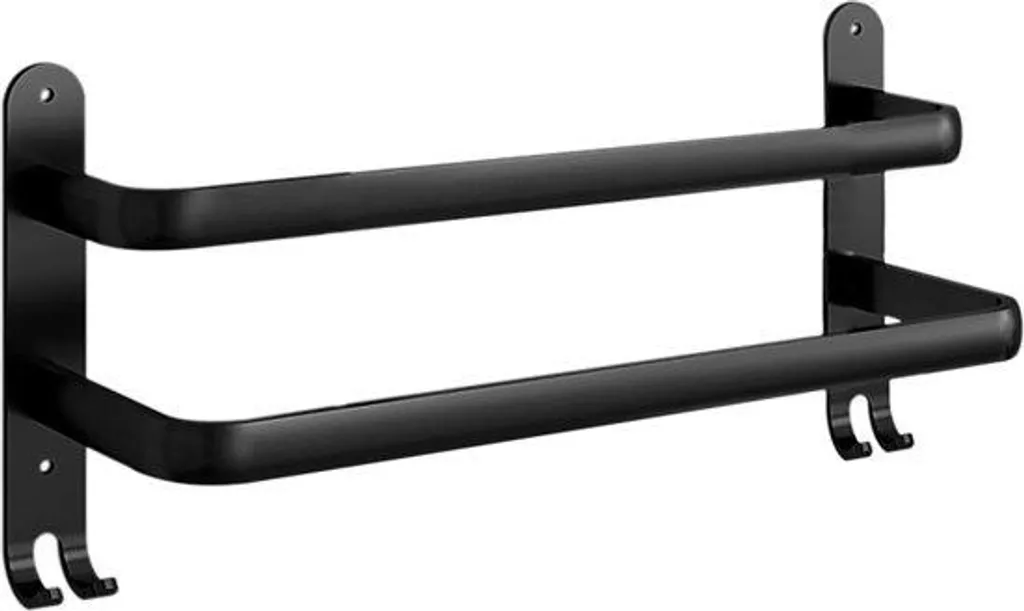 Porte-serviette double 40cm inox brossé avec fixation sans perçage