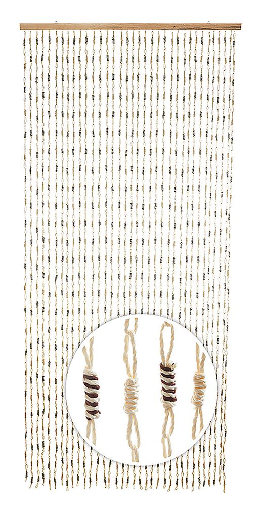 Kobolo Türvorhang Papiervorhang NATURE Papier beige braun 35 Stränge 90x200 cm - Door Curtain Home Deco Balkkontür Vorhang Insektenschutz Sichts...