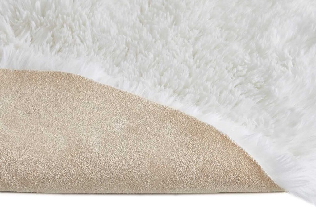 Sitzkissen Weiß 34 cm Rund 4er Set Kunstfell Stuhlauflage Produktbild 5