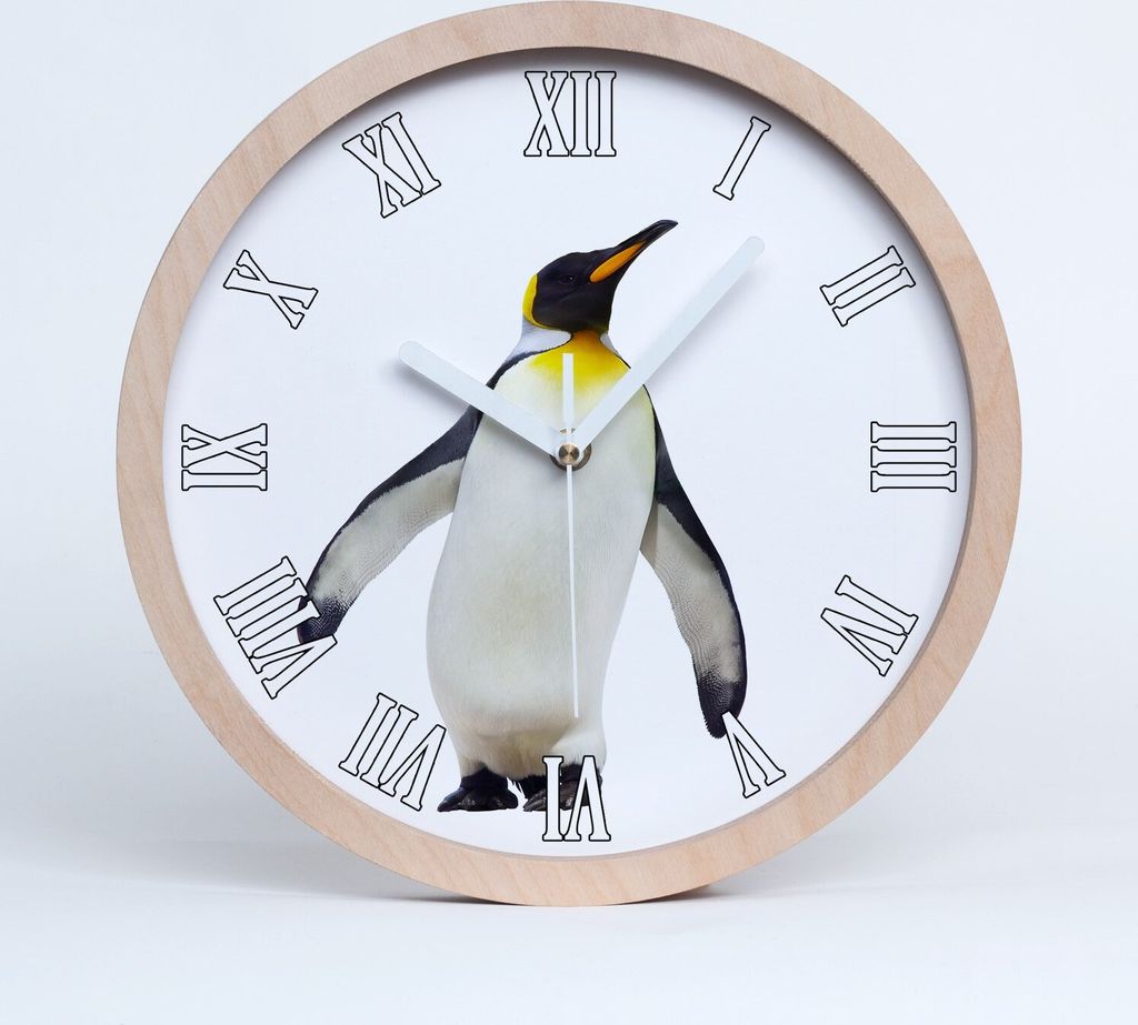 Holzuhr 20fi cm wanduhr - weiße Spitzen - Pinguin