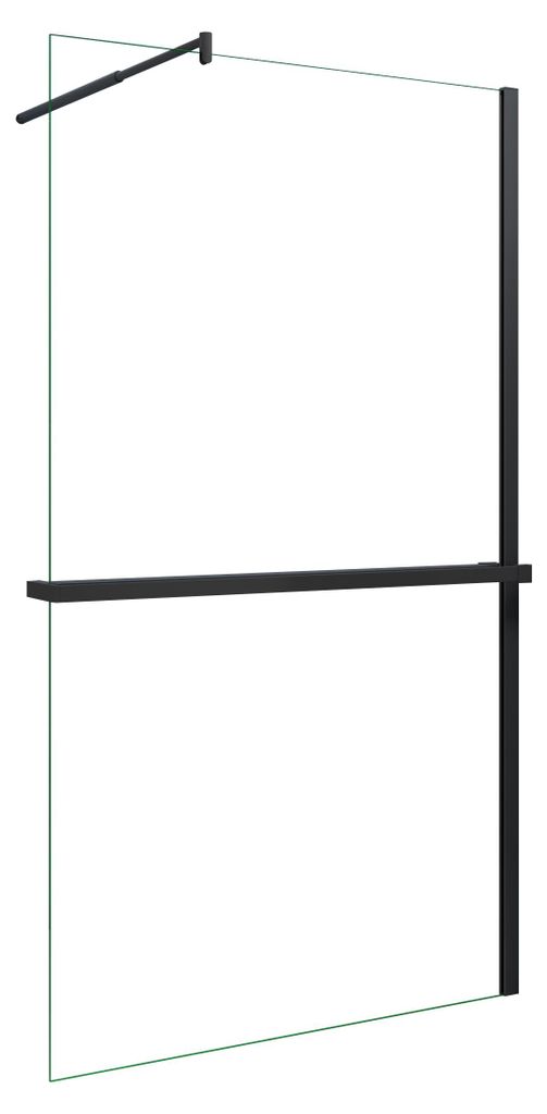 AICA_80x200cm Walk in Schwarz Duschwand mit Stabilisator 8mm NANO ESG-Glas mit Duschregal Handtuchhalter Duschtrennwand F123B