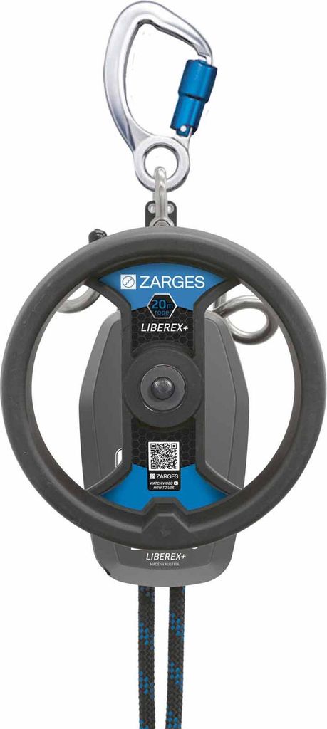 Zarges Fall Protection Abseil- und Rettungsgerät Liberex+ mit Hubfunktion und hoher Nutzlast von 280kg Länge 20,0m