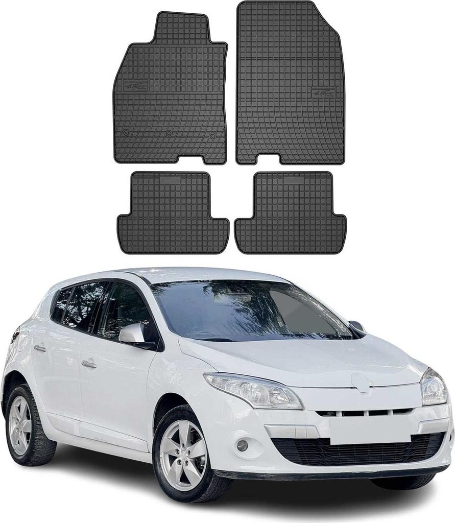 2008-2015 Renault Megane tappetini in gomma nera 4 pz Immagine del prodotto 