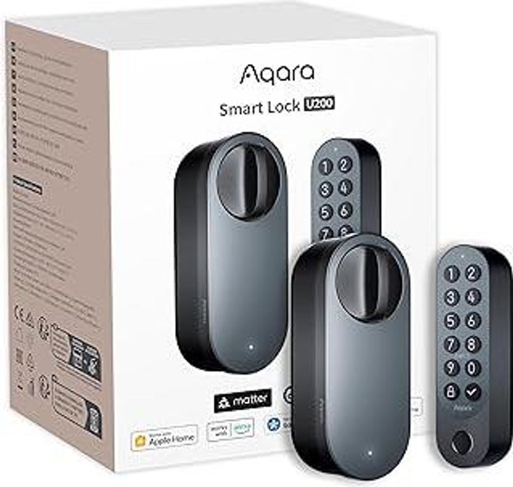 Aqara Smart Lock U200 (mit Fingerabdruck), Matter Over Thread, Smartes Türschloss mit Apple Home Key und Aufladbarem Akku, Unterstützt Homekit, G...