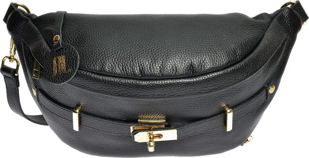 Petit sac bandoulière en cuir noir Anna Luchini AL 1850 collection AW25