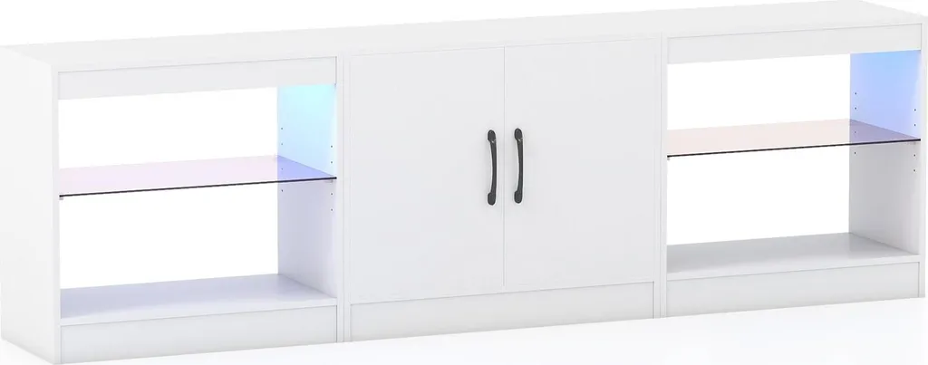 Meuble TV 3 en 1 avec LED et Étagères pour Écrans jusqu'à 85 Pouces