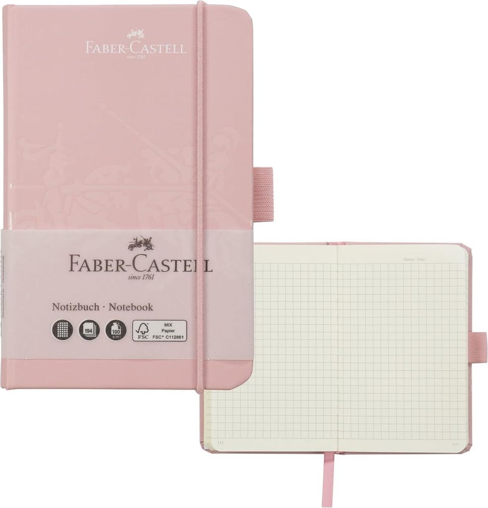 FABER-CASTELL Notizbuch DIN A6 kariert rose 194 Seiten