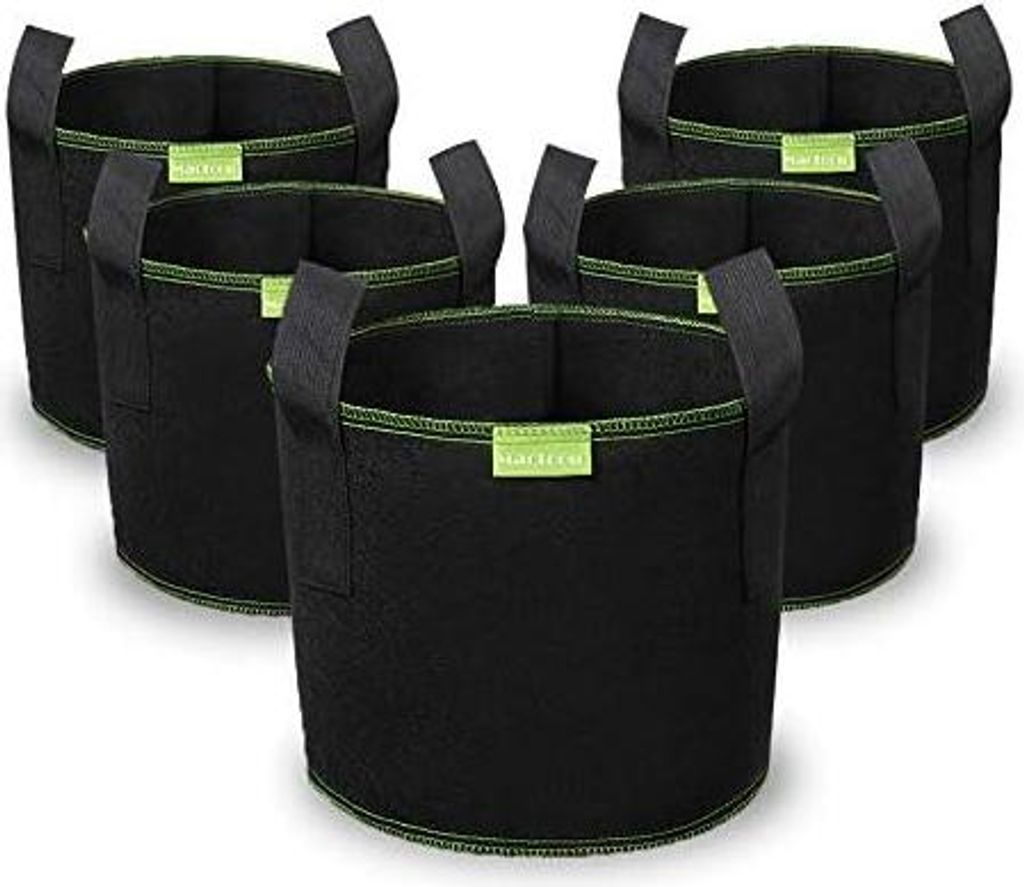 5X 20L Stofftopf, Pflanzsack mit Griffe aus Filzstoff Pflanze Grow Bag für Tomaten, Gemüse, Blumen, Pflanzen - 5 Gallonen