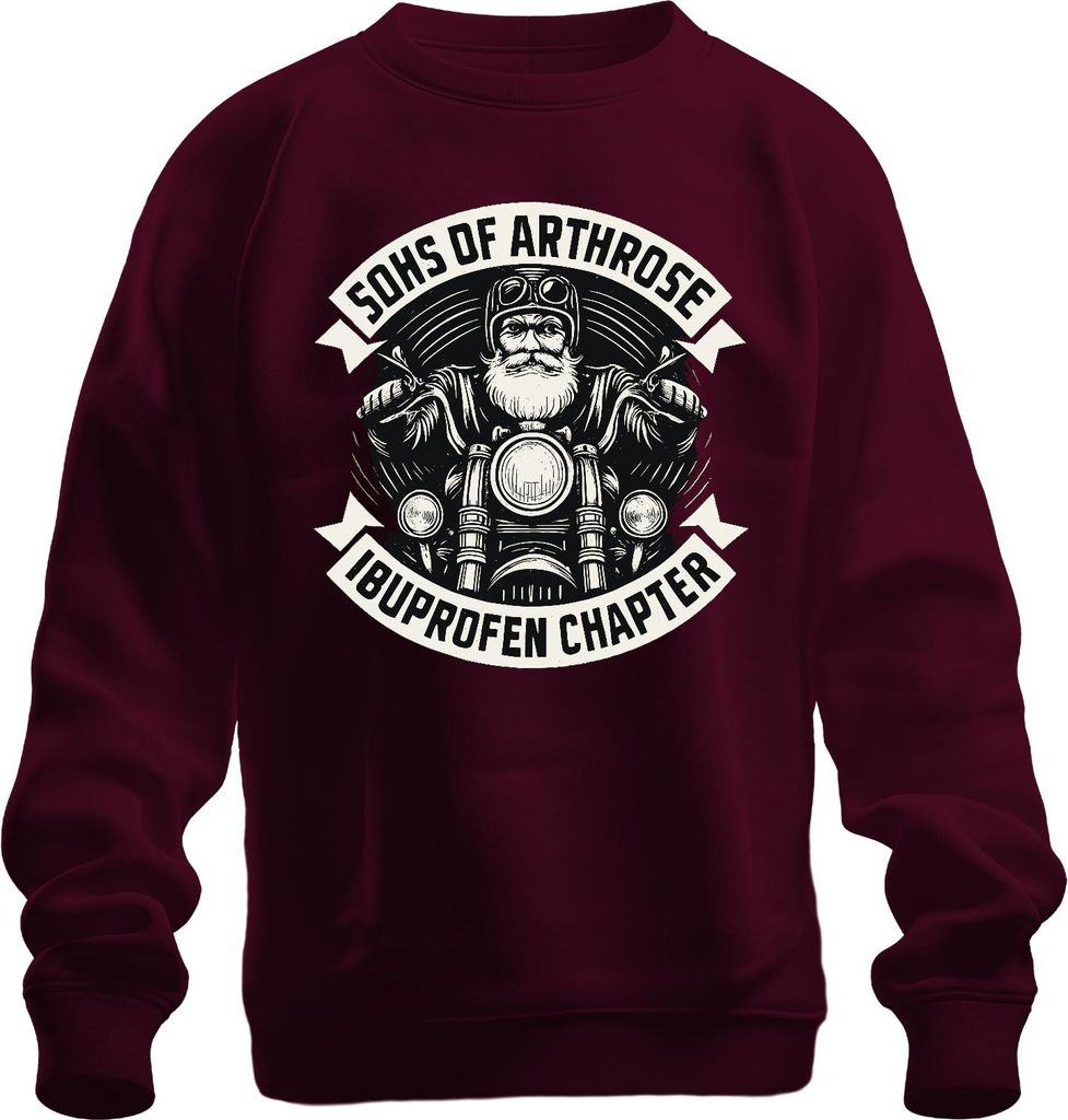 Sons of Arthrose Ibuprofen Chapter Biker Motorrad Opa Geschenk Uni Sweatshirt Pullover, Burgundy, S
