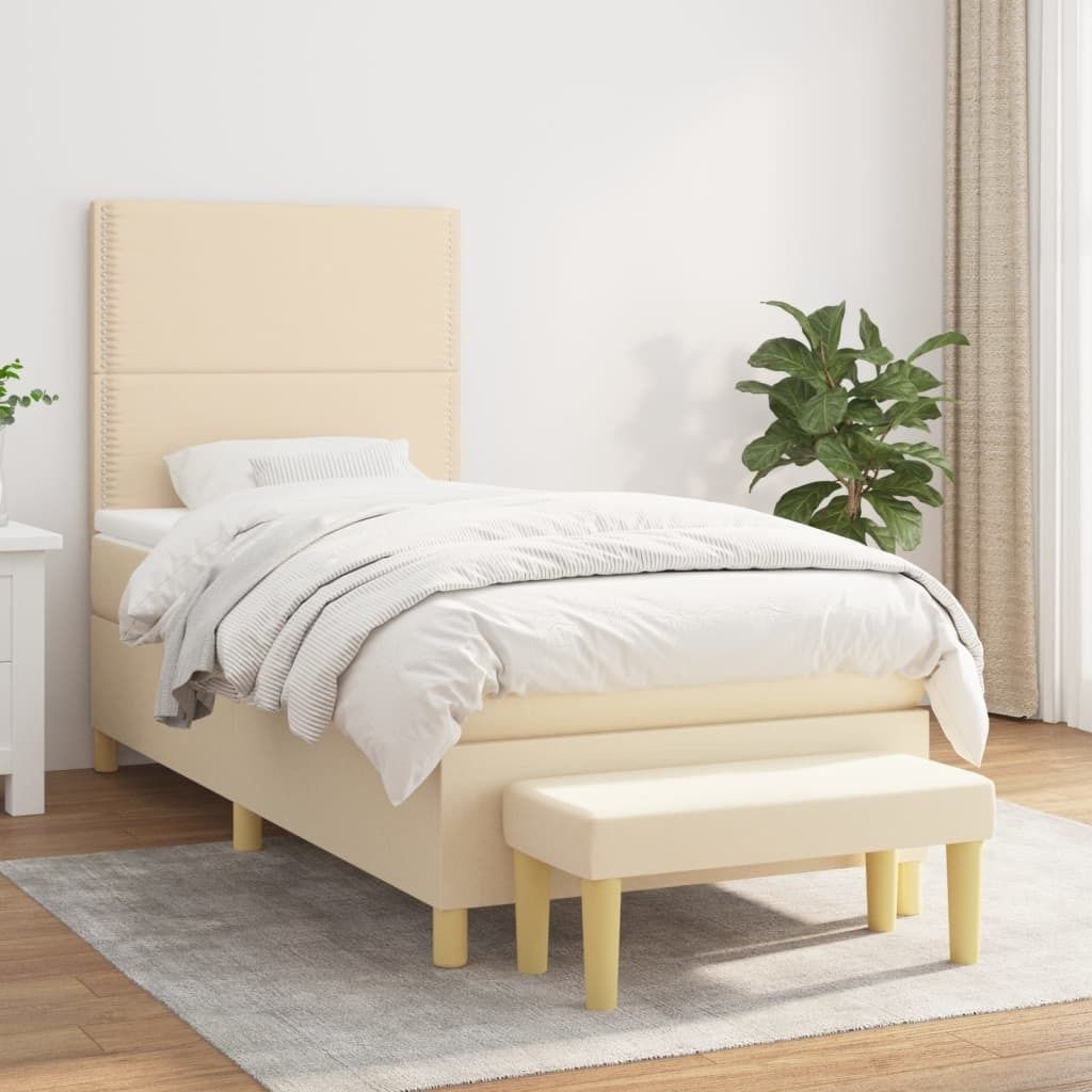 Maison Exclusive - Boxspringbett mit Matratze Creme 100x200 cm Stoff