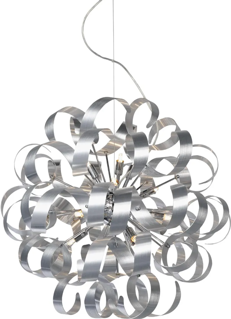 Suspension Argentée RIBBON 12 Lumières G9 - Lustre Large Diamètre 60