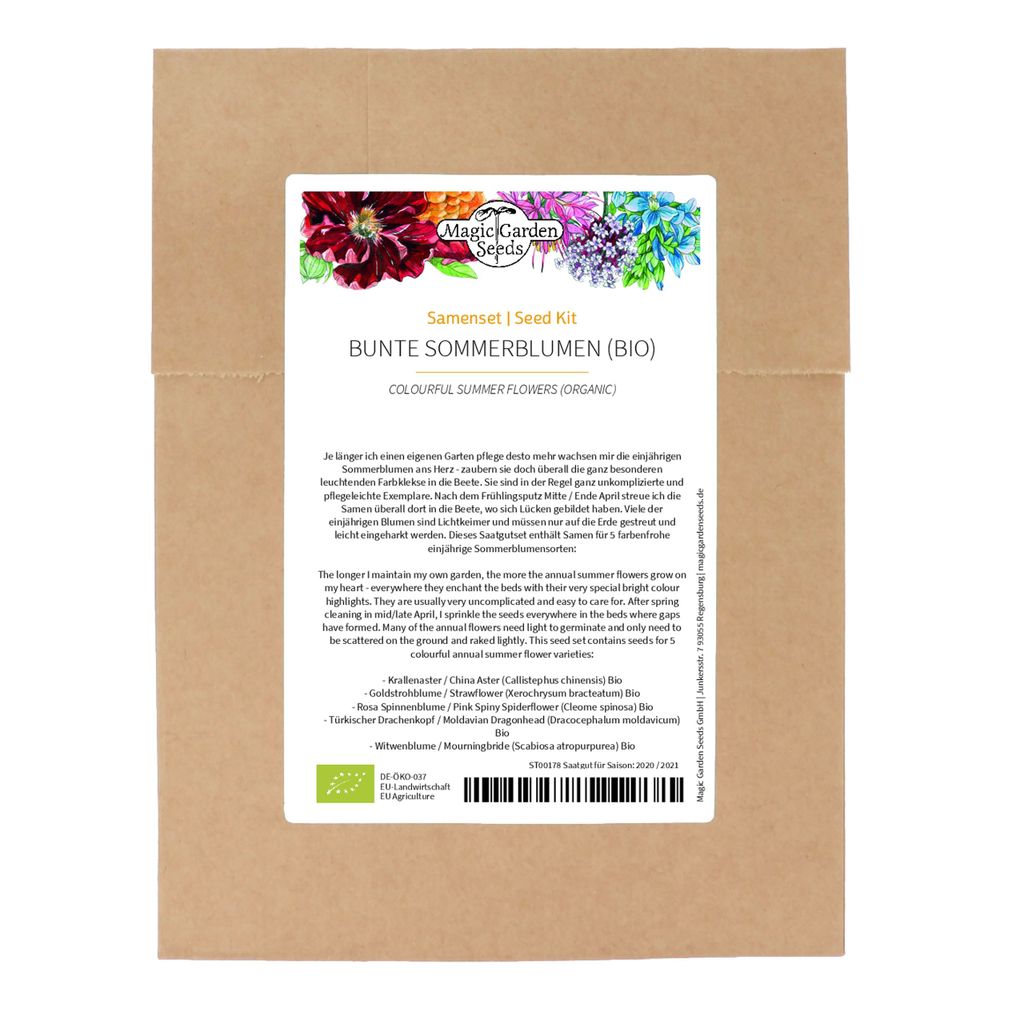 Bunte Sommerblumen (Bio) - Samenset mit 5 prächtigen einjährigen Blumensorten
