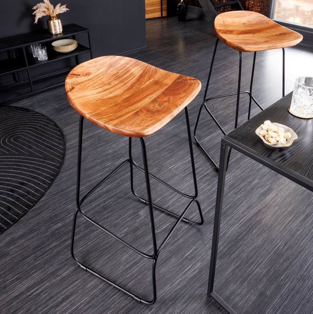 riess-ambiente Massivholz Barhocker MAMMUT natur Akazie Produktbild 