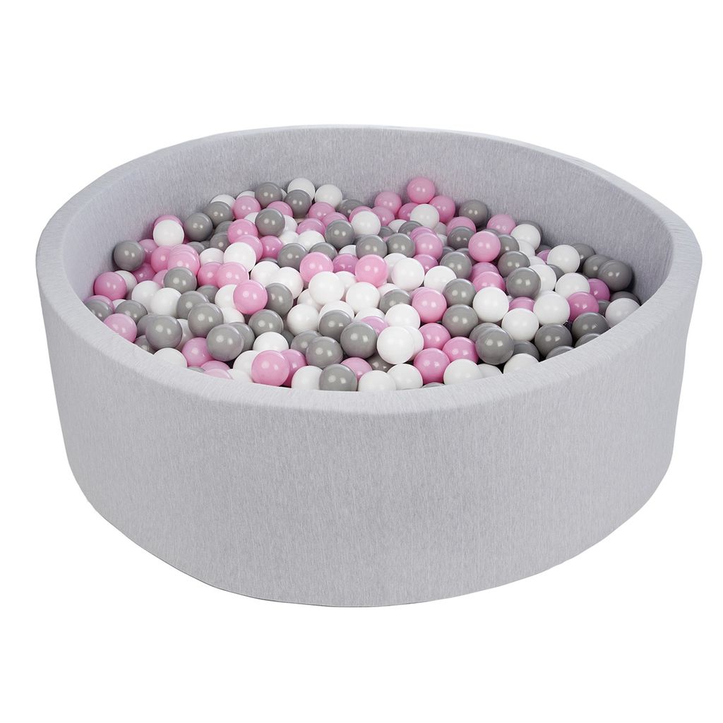 Bällebad für Kinder, Durchmesser ca. 125 cm + 900 Bälle weiß, rosa, grau