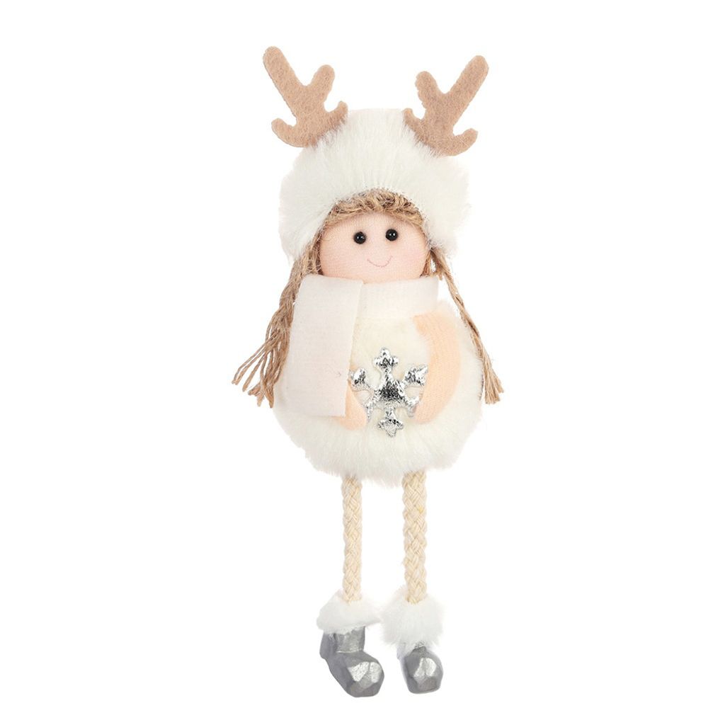 Engel Plüschpuppe Kinder Spielzeug Weihnachtsbaum Hängende Anhänger Ornament Home Decor Geschenk-Weiße Schneeflocke
