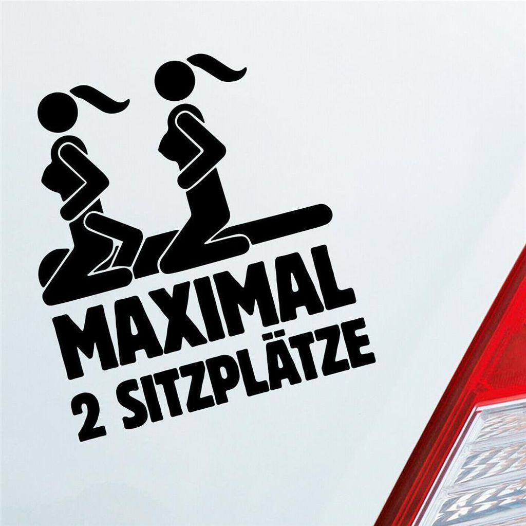 Auto Aufkleber Maximal Zwei Sitzplätze Sex Dreier Sexy 9x10 cm Schwarz Glanz Sticker Heckscheibenaufkleber