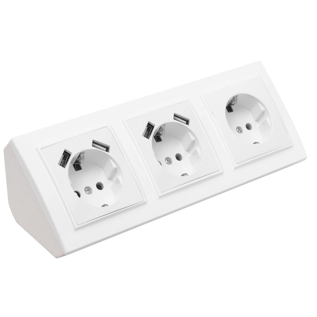 Ecksteckdose 3-fach Steckdose mit USB und Schucko Steckdose Produktbild 