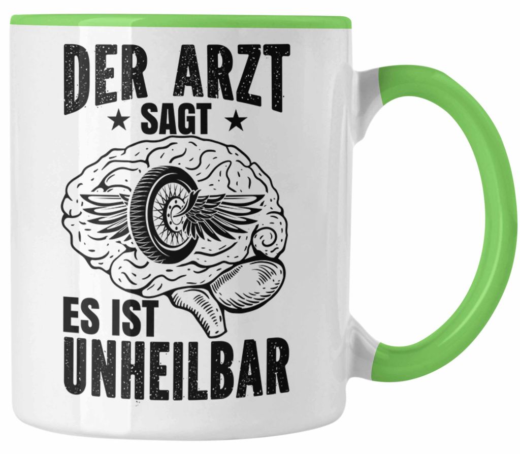Motorradfahrer Tasse Geschenk Spruch für Männer Lustige Geschenkidee Motorrad Grafik (Grün)