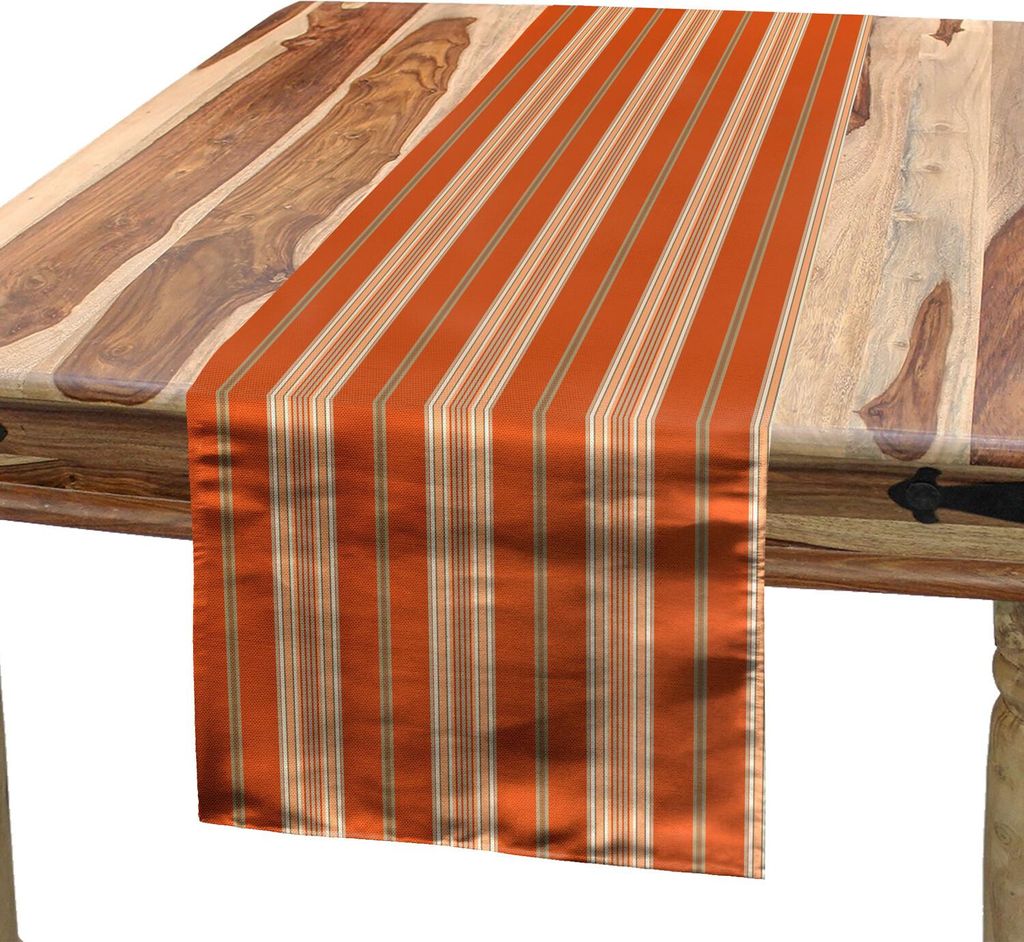 ABAKUHAUS Burnt orange Tischläufer, Retro-Themen-Illustration der Erde Töne Stripes Geometric übersichtliches Design, 40 x 225 cm, Burnt Orange Tan