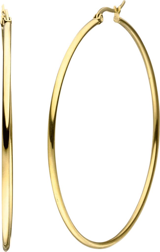 Paar Ohrringe Creolen 60x2mm aus Edelstahl gold-farben rund glänzend