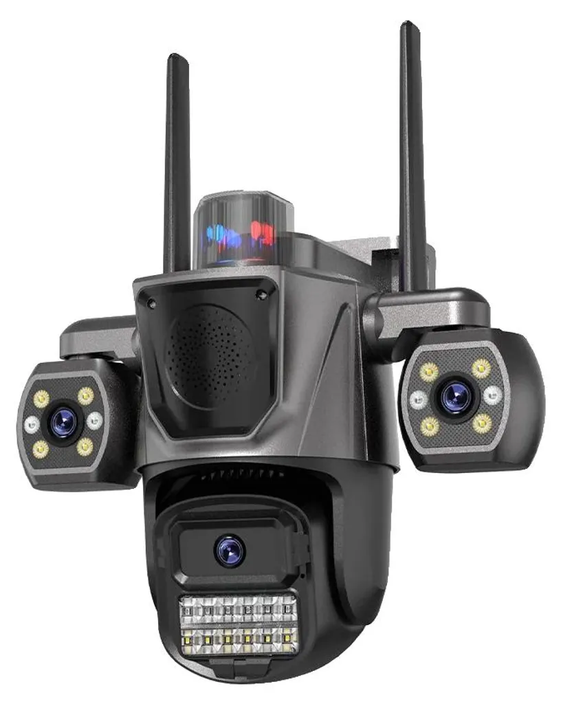 Caméra IP triple objectif avec suivi automatique et prise EU Standard