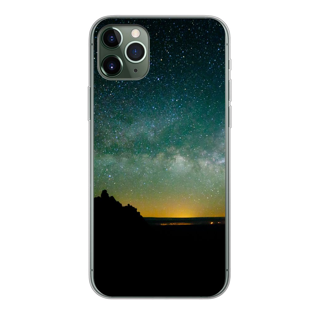MuchoWow Handyhülle Schutzhülle Hülle für iPhone 11 Pro Max Universum - Sternenhimmel - Grün - Jungen - Mädchen - Kinder Silikon Softcase H...