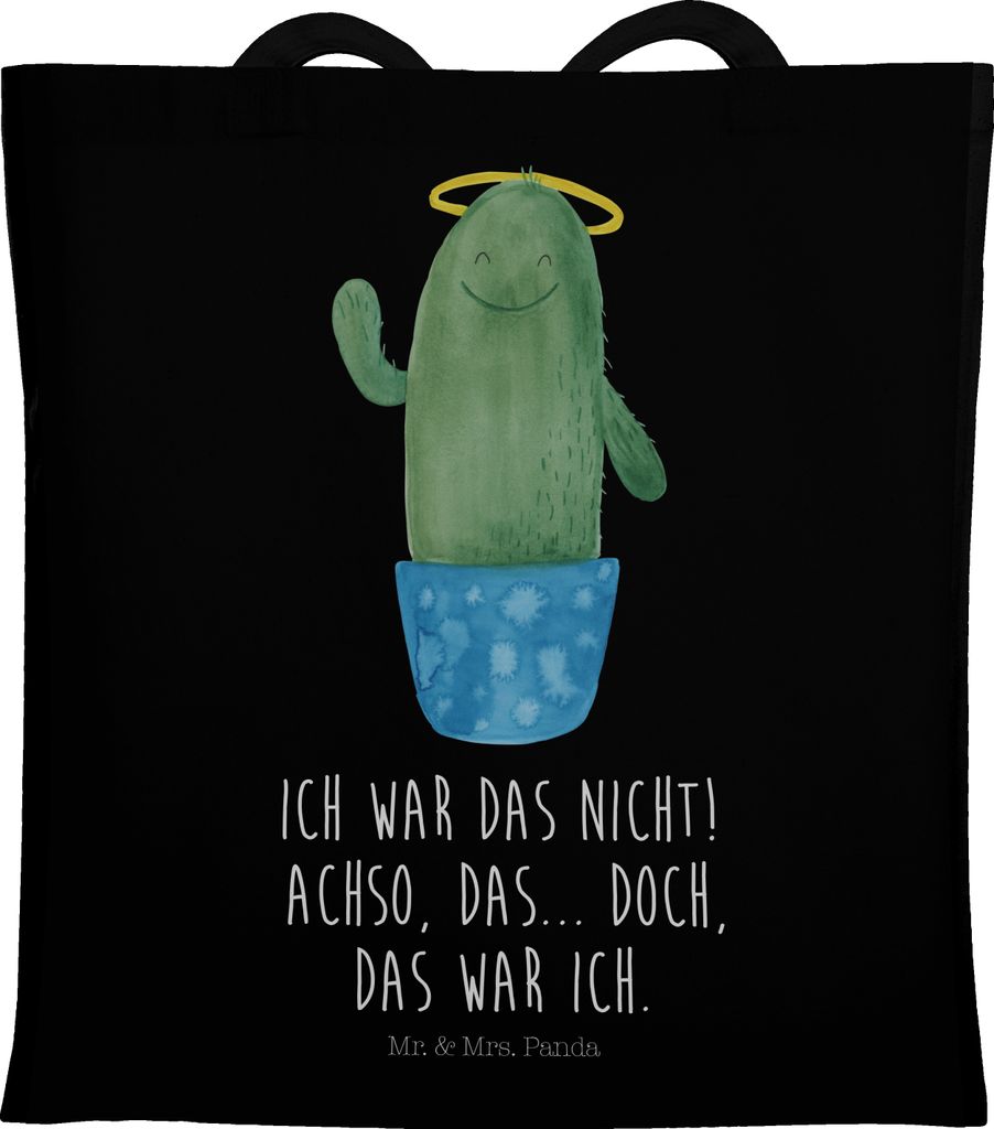 Mr. & Mrs. Panda Jutebeutel Kaktus Heilig - Schwarz - Geschenk, Familie, Schwestern, Kakteen, Laptoptasche, Freundin, Beutel, Büchertasche, Schwes...