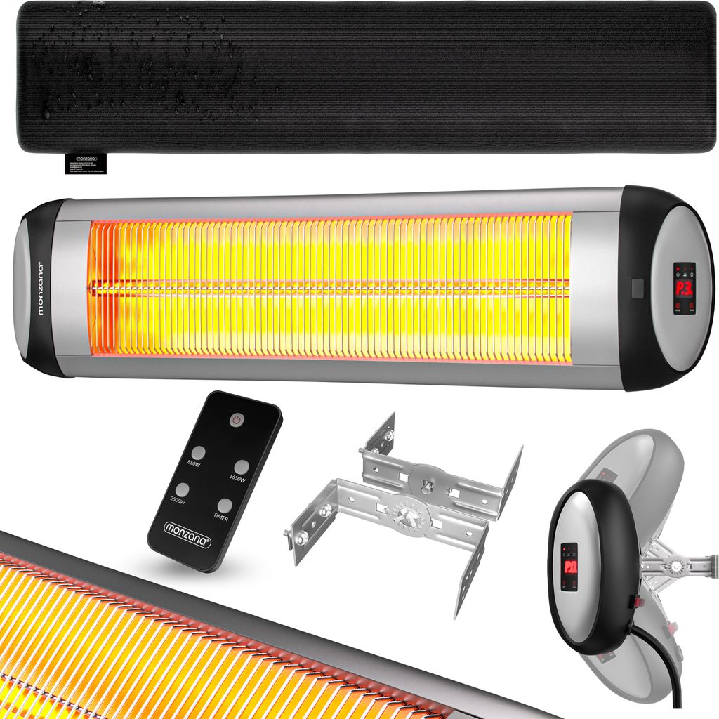 MONZANA Infrarot Heizstrahler MZH2501 Timer 2500W 3 Stufen 24 Std. Fernbedienung 90 Grad Neigungswinkel Elektrisch Wärmestrahler Terrassenstrahl...