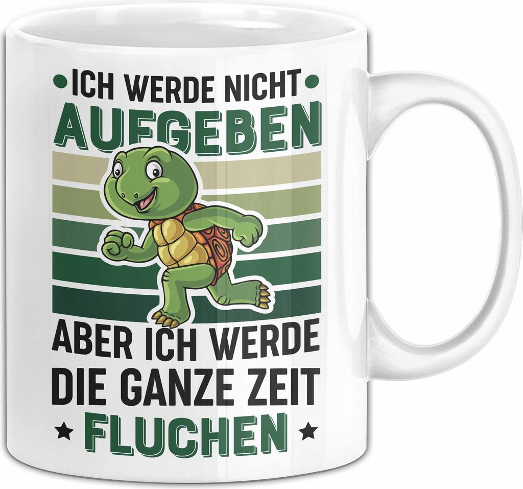 Jogger Tasse Geschenk Ich Werde Nicht Aufgeben Aber Ich Werde Die Ganze Zeit Fluchen Kaffee-Becher (Weiß)