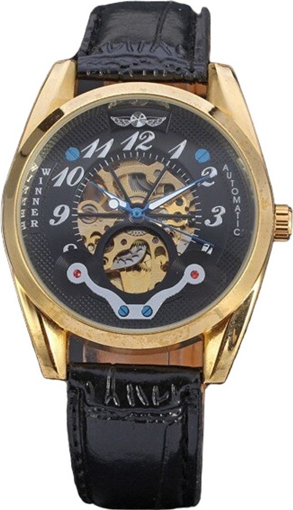 Herren Uhr Winner Adrien - Eleganz in Schwarz und Gold KP23714