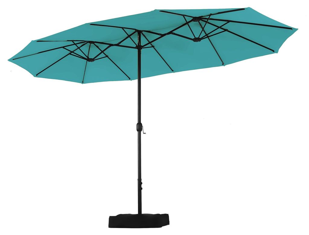 Rechteckiger Sonnenschirm 450 x 270 cm mit Ständer, großer, windbeständiger Sonnenschirm mit UV-Schutz und Kurbelgriff für Terrasse und Garten,...