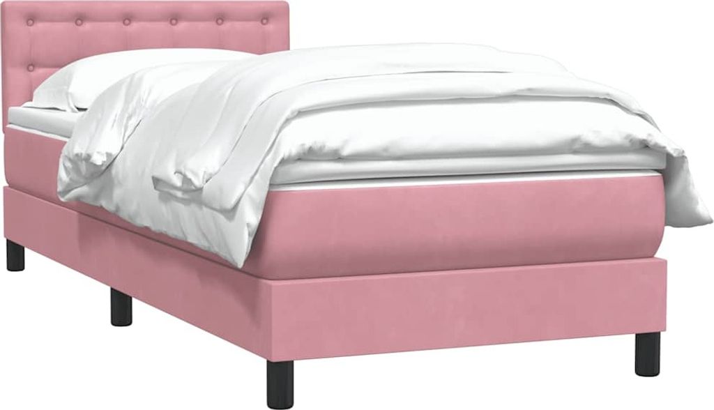 vidaXL Boxspringbett mit Matratze Rosa 90x210 cm Samt