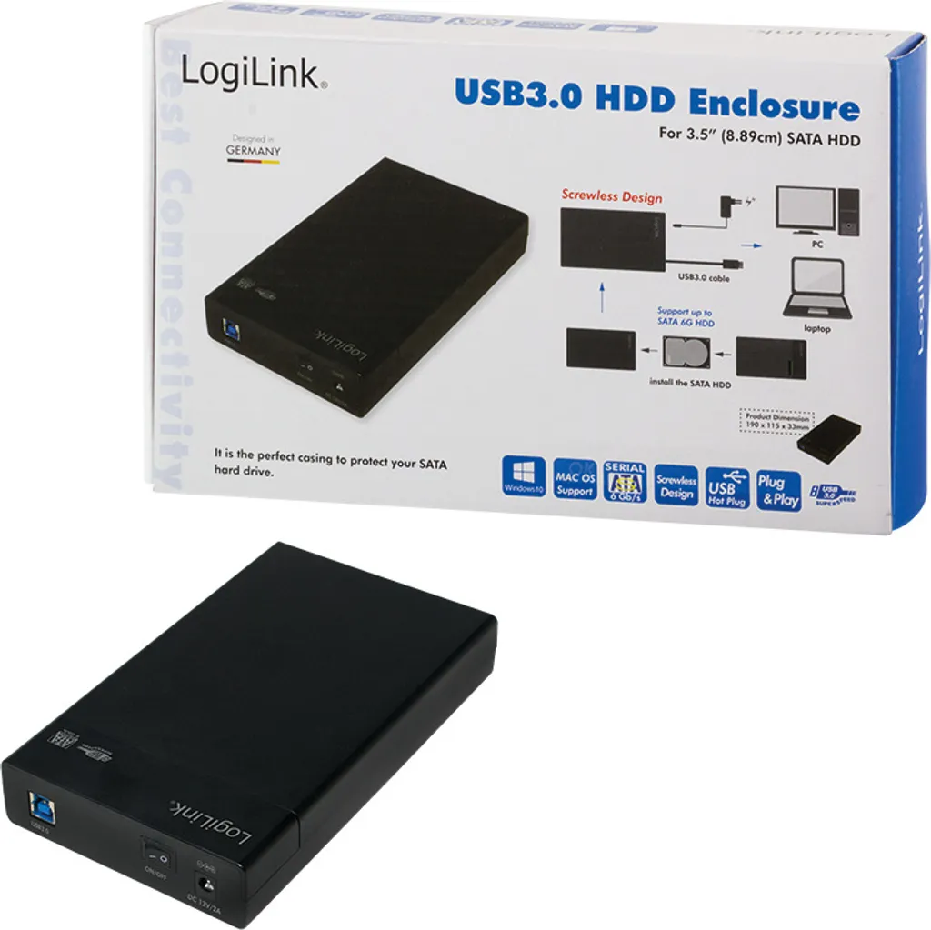 Boîtier Disque Dur LogiLink UA0276 SATA III vers USB 3.0 Noir Robuste