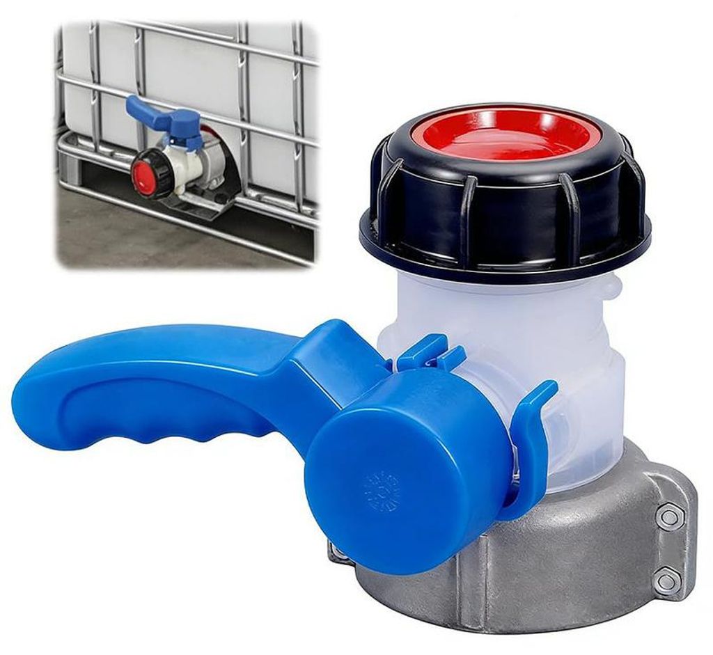 IBC Kugelhahn DN50 75mm Alu+ABS – Für Container, Regentonne, Wassertank | Frost- & korrosionsbeständig