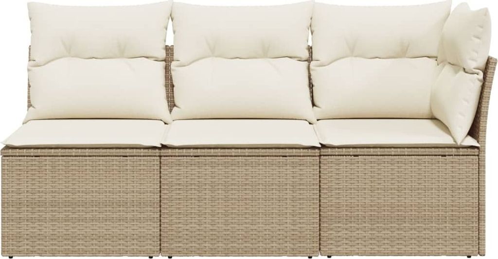 vidaXL Gartensofa mit Kissen 3-Sitzer Beige Poly Rattan Produktbild 3