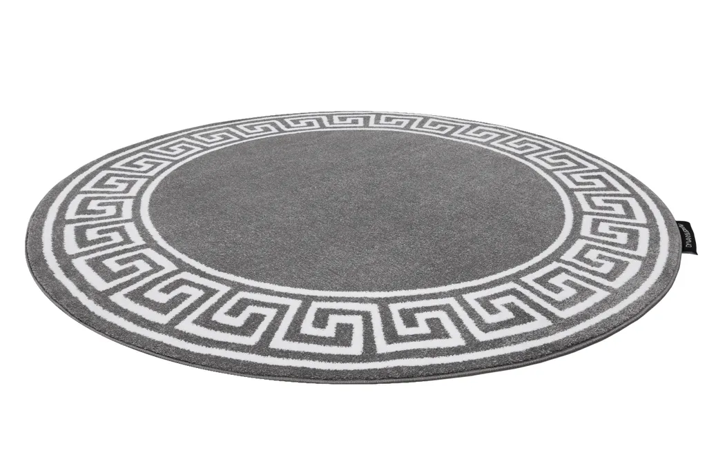 Tapis gris à motifs cercles HAMPTON 120 cm - Texture douce et durable