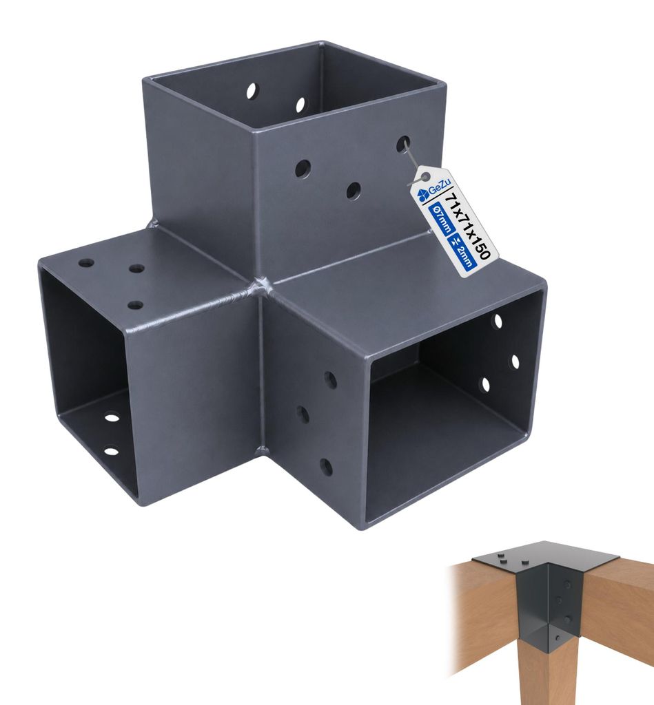 GeZu Impex Pfostenecke 3 Balken 71 x 71 mm Anthrazit Produktbild 