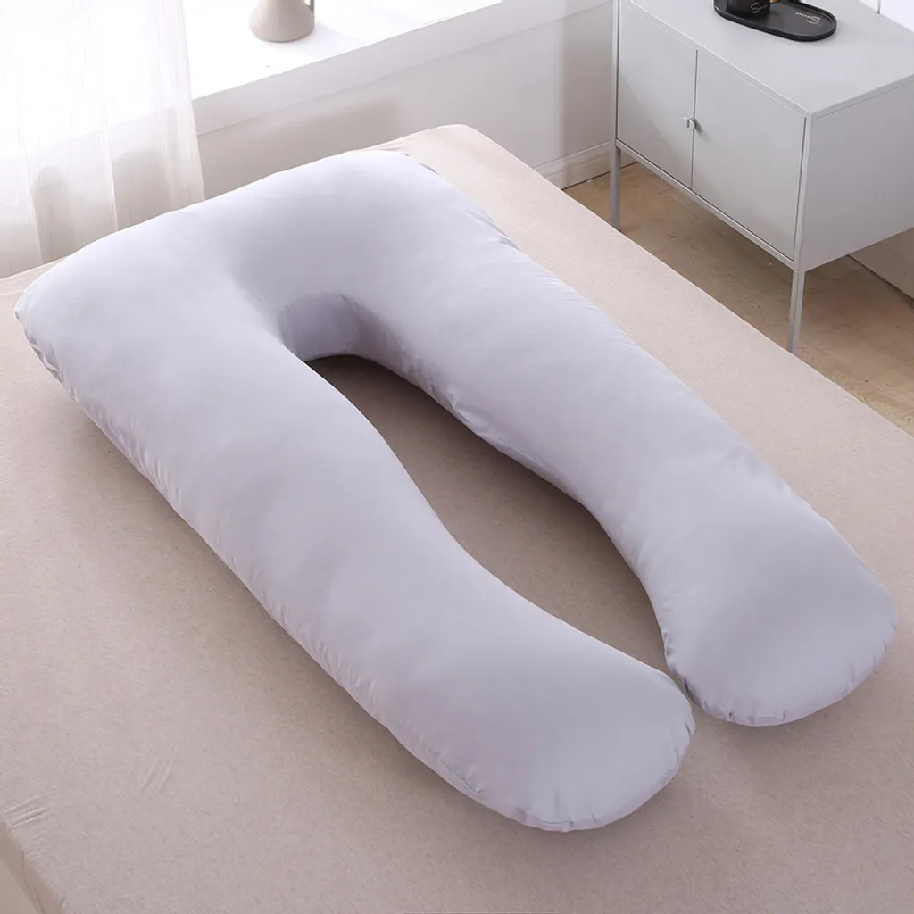 Coussin de grossesse en forme de U - Oreiller maternité gris clair - 7