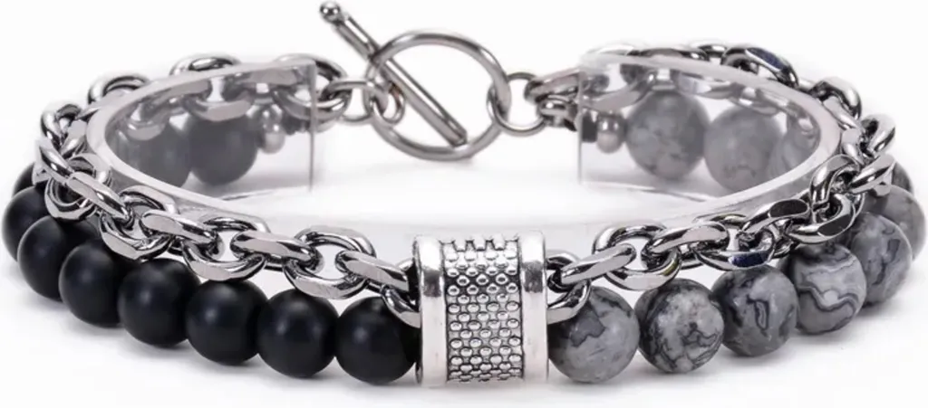 Accessorio Uomo Bracciale Marcus KP34431 - Nero/Grigio Luxury Style
