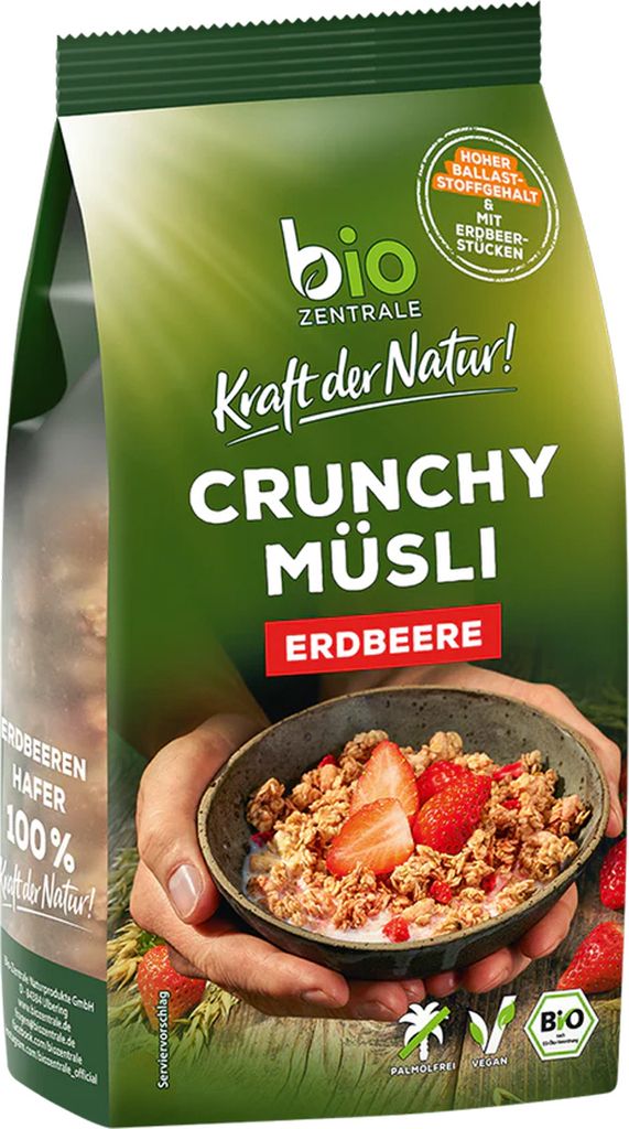 Crunchy Müsli Erdbeere fruchtig knusprig lecker zum Frühstück 375g