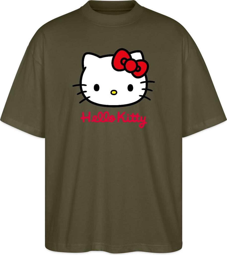 Spreadshirt Hello Kitty Klassisch Mit Schriftzug Oversize Uni T-Shirt, L, Khaki
