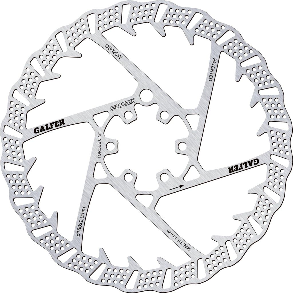Galfer MTB Shark Bremsscheibe 6-Loch Ø 180 mm - Leichtgewicht mit Shark Fins