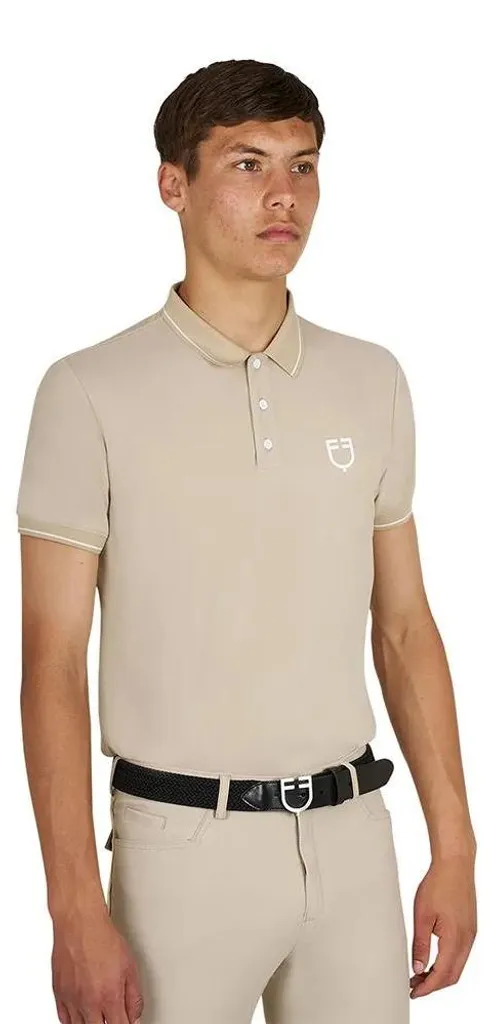 Polo respirant Equestro Technical Training beige XL pour cavalier homme