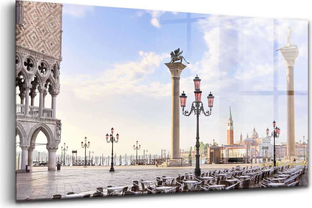 120x60 - Glasbilder - Bilder auf Wandbild - Foto auf Glas - Traditioneller Marktplatz in Venedig